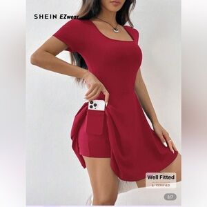 SHEIN EZwear Red Dress with Pocket